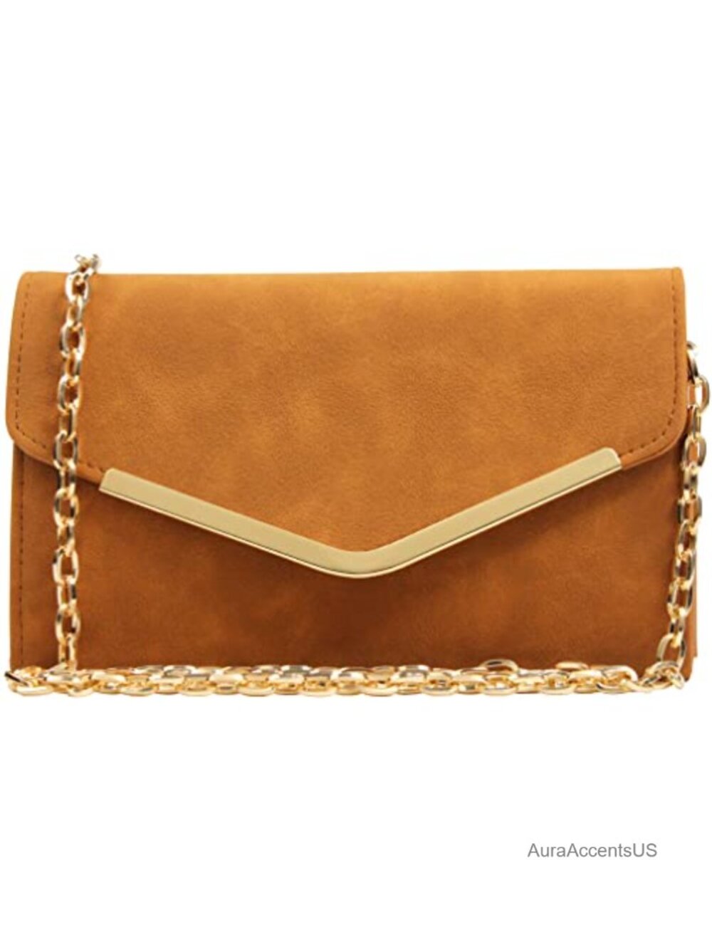 Faux Suede Envelope Clutch with Detachable Chain for Weddings & Parties